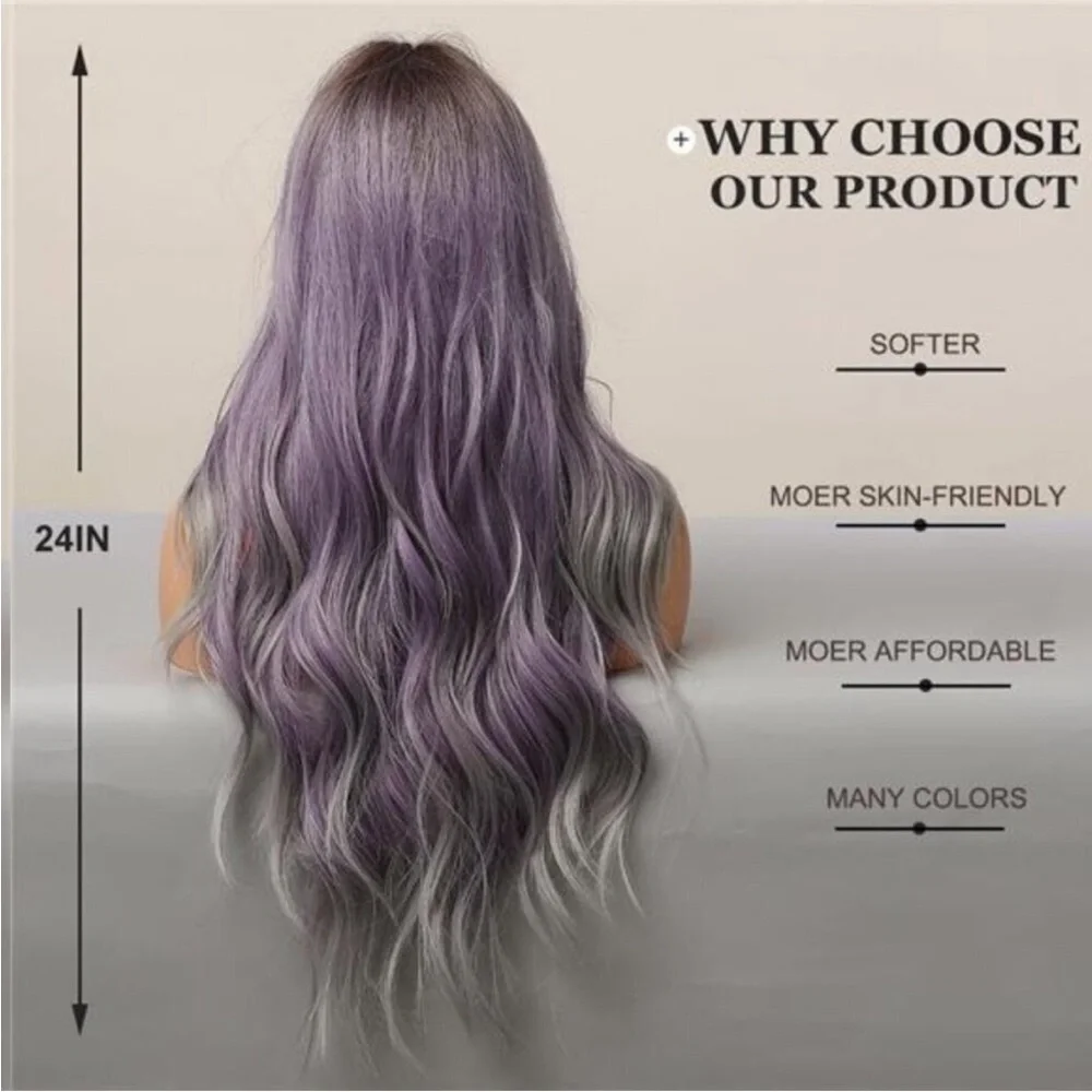 Lavender Ombre Long Wavy Wig